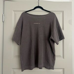 Young LA Charcoal Distressed Crew Neck Cotton T-Shirt